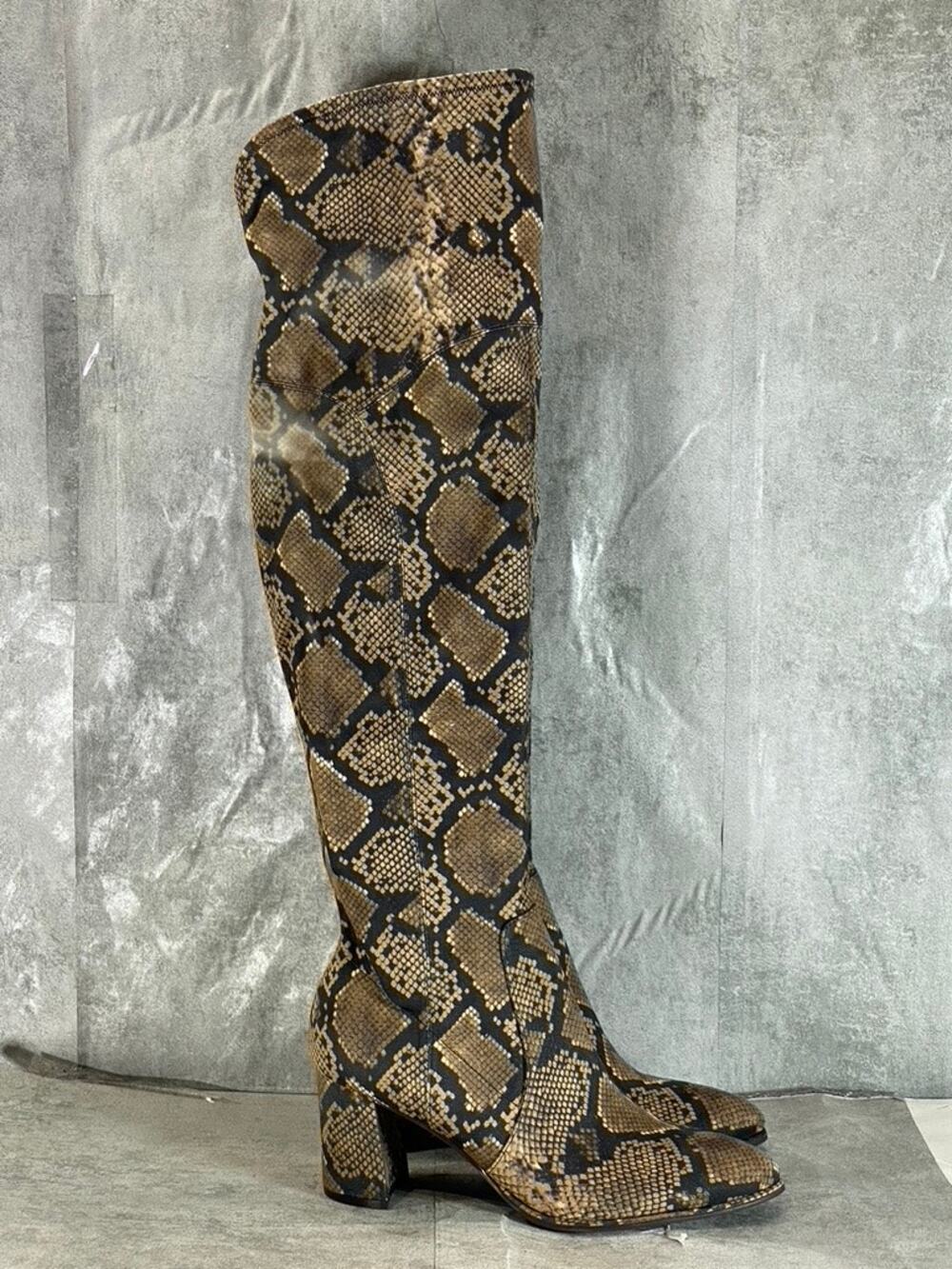 MARC FISHER Women's Snake Multi Luley Almond-Toe Over-The-Knee Boots SZ 10